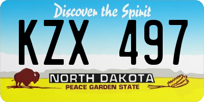 ND license plate KZX497