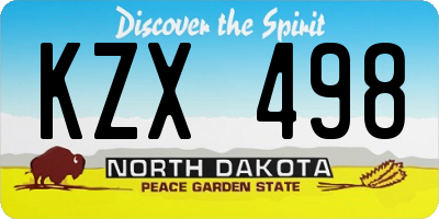 ND license plate KZX498