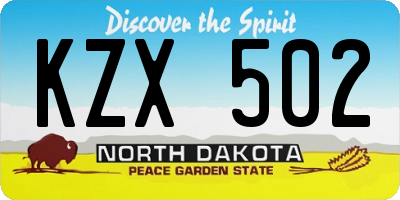 ND license plate KZX502