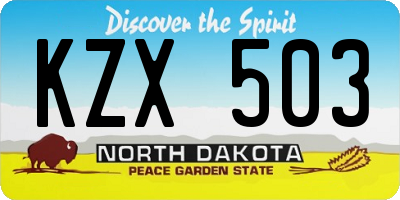 ND license plate KZX503