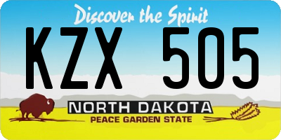 ND license plate KZX505