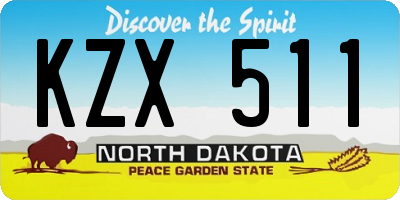 ND license plate KZX511