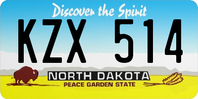 ND license plate KZX514