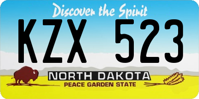 ND license plate KZX523