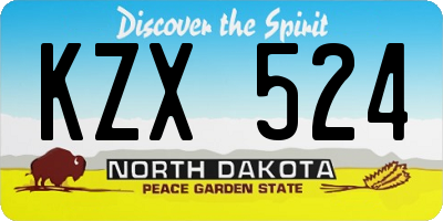 ND license plate KZX524