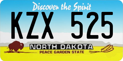 ND license plate KZX525