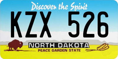 ND license plate KZX526