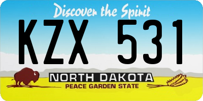 ND license plate KZX531