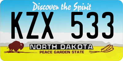ND license plate KZX533
