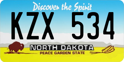 ND license plate KZX534