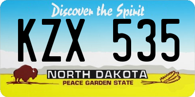 ND license plate KZX535