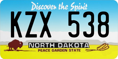 ND license plate KZX538