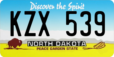 ND license plate KZX539