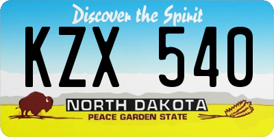 ND license plate KZX540