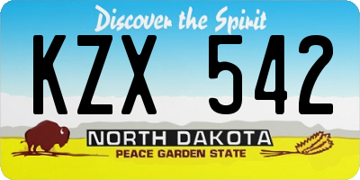 ND license plate KZX542