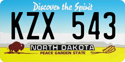 ND license plate KZX543