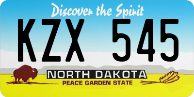 ND license plate KZX545