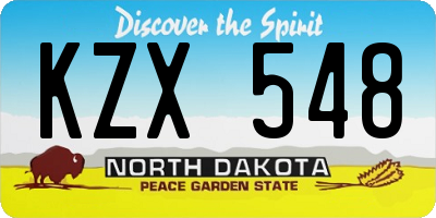 ND license plate KZX548