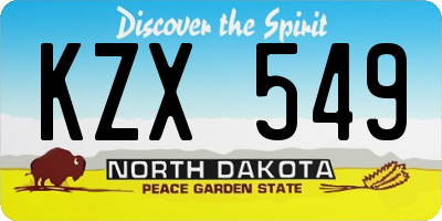 ND license plate KZX549