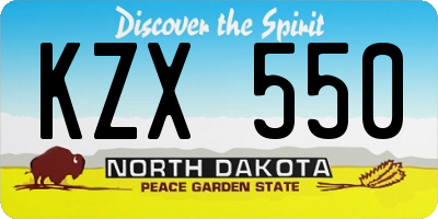 ND license plate KZX550