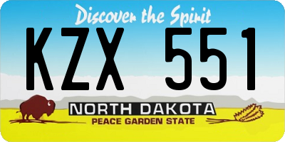 ND license plate KZX551