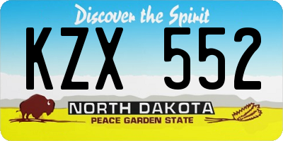 ND license plate KZX552