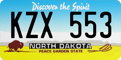 ND license plate KZX553