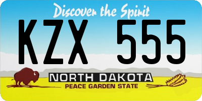 ND license plate KZX555