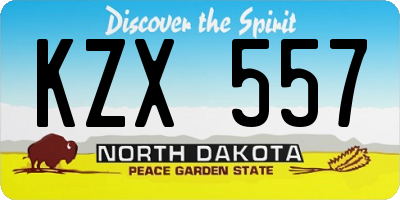 ND license plate KZX557