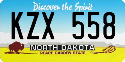 ND license plate KZX558