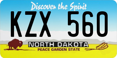 ND license plate KZX560