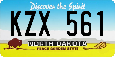 ND license plate KZX561