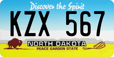 ND license plate KZX567