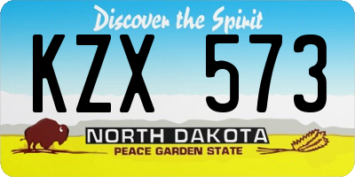 ND license plate KZX573