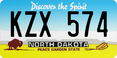 ND license plate KZX574