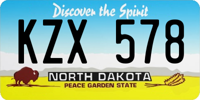 ND license plate KZX578