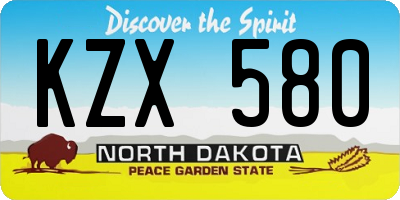 ND license plate KZX580