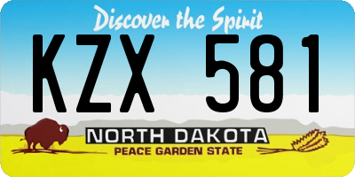 ND license plate KZX581