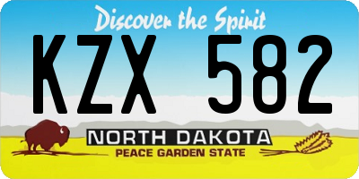 ND license plate KZX582