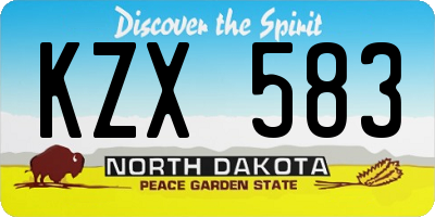 ND license plate KZX583