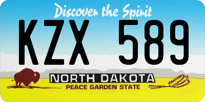 ND license plate KZX589