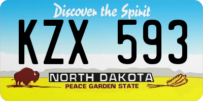 ND license plate KZX593