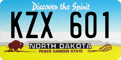 ND license plate KZX601