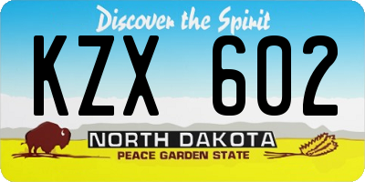 ND license plate KZX602