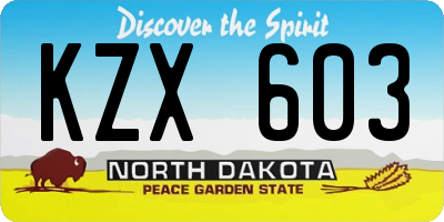 ND license plate KZX603