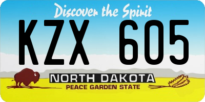 ND license plate KZX605