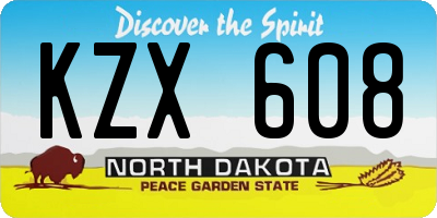 ND license plate KZX608