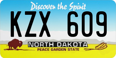 ND license plate KZX609