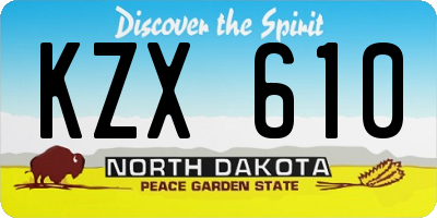 ND license plate KZX610