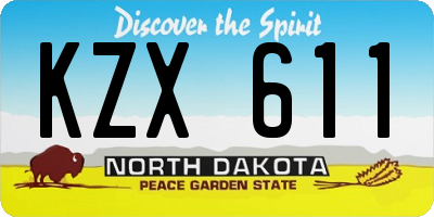 ND license plate KZX611